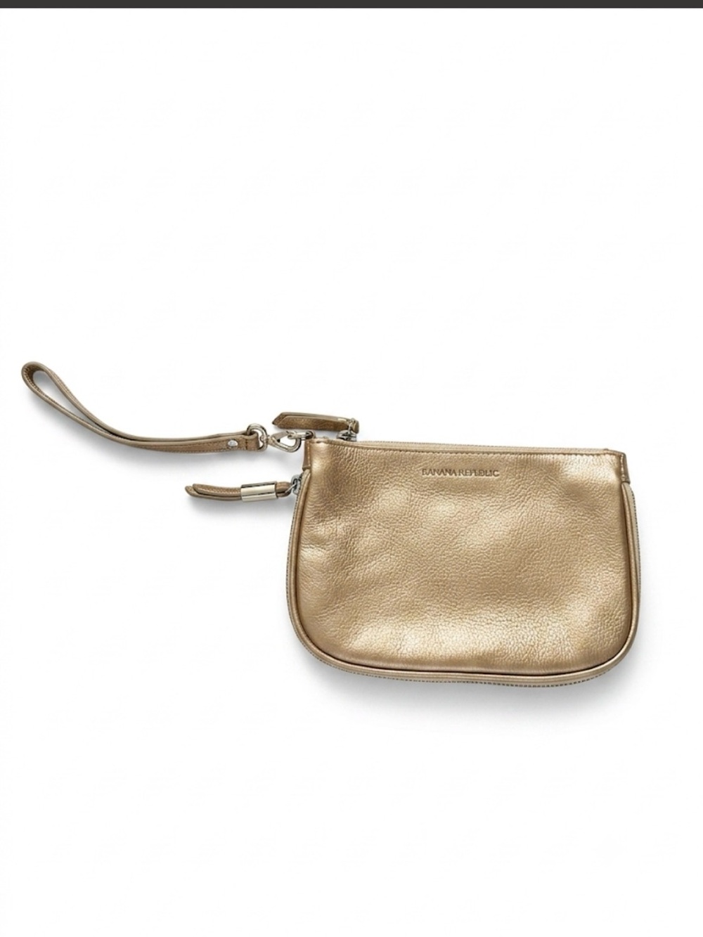 144 Banana Republic Pebbled Leather Wristlet in gold